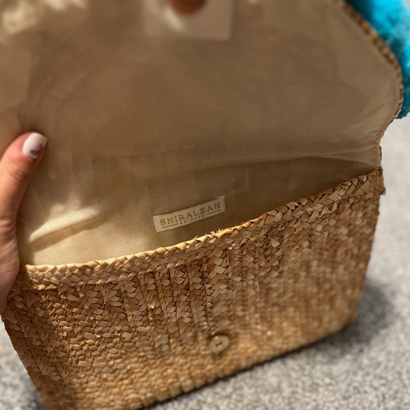 Shiraleah Chicago Woven Straw Pompom Clutch - Picture 2 of 2